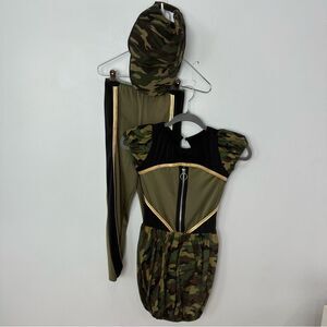 Dansco Large Child Black & Green Camo Hip Hop Dance Costume Pant, Top, & Hat